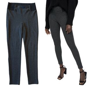 Zara Grey Houndstooth High Rise Skinny Leggings Black Waistband Preppy Plazacore